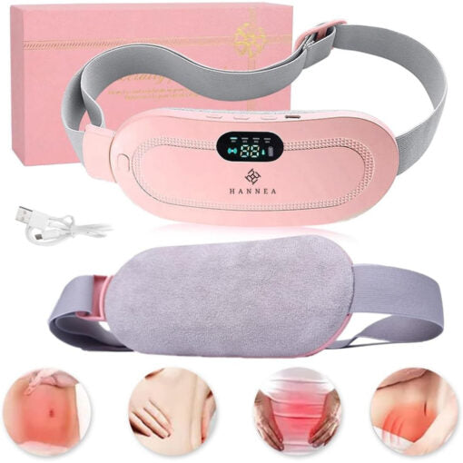 Period Pain Cramp Relief Belt -Portable Menstrual Heating Pad, Heated Belly Belt for Menstrual Cramp Relief with 3 Heat Levels and 4 Modes, Electric Belt Massage for Women and Girls