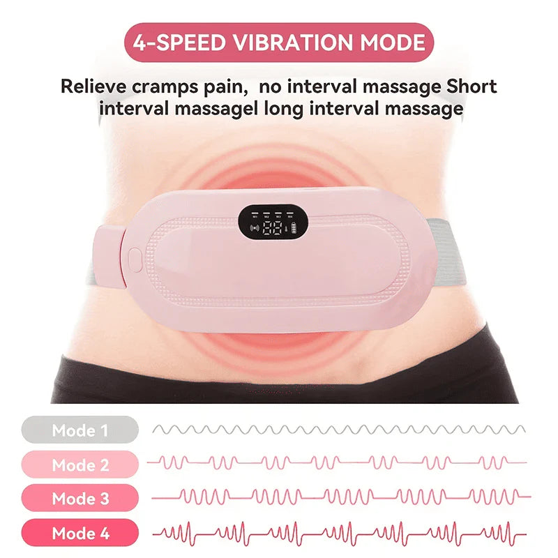 Period Pain Cramp Relief Belt -Portable Menstrual Heating Pad, Heated Belly Belt for Menstrual Cramp Relief with 3 Heat Levels and 4 Modes, Electric Belt Massage for Women and Girls