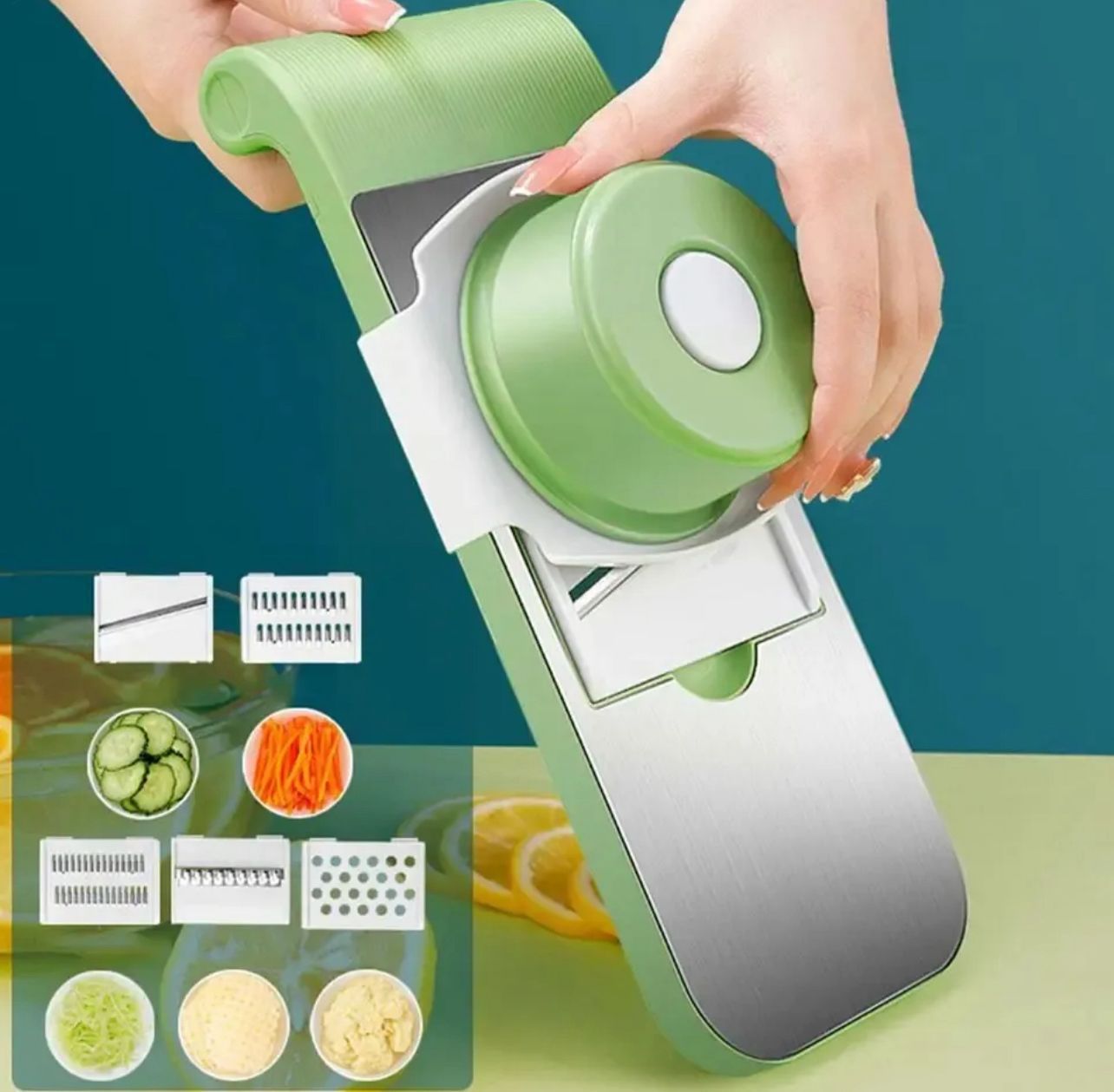 🥒 6-in-1 Multi-Function Vegetable Slicer & Grater – Adjustable Kitchen Cutter 🥕✨