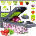 16PCS Multifunctional Veggie Slicer & Chopper Set – Manual Kitchen Cutter with Container & Blades